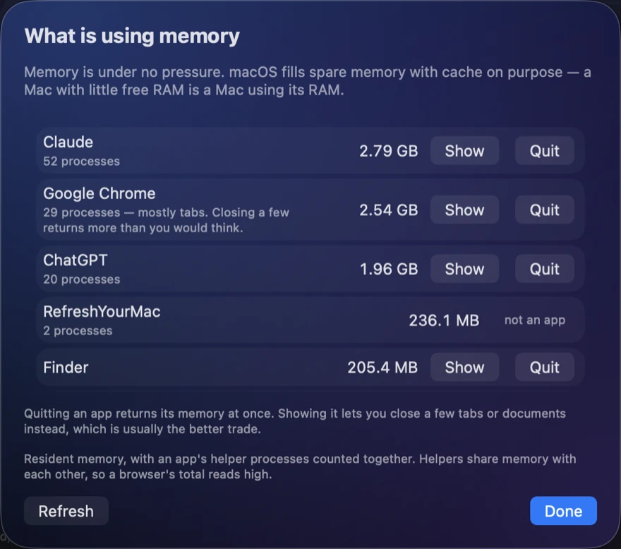CPU and memory, in Nightfall